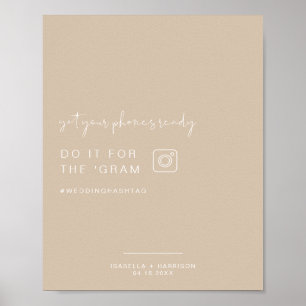 Póster INDIE Boho Beige Instagram Rótulo de Boda de etiqu