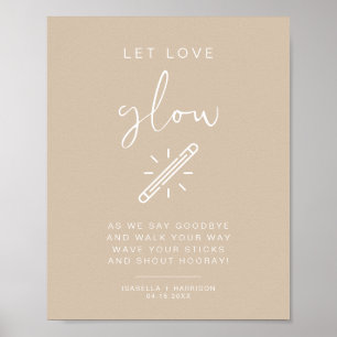 Póster INDIE Boho Beige Let Love Glow Boda Rótulo