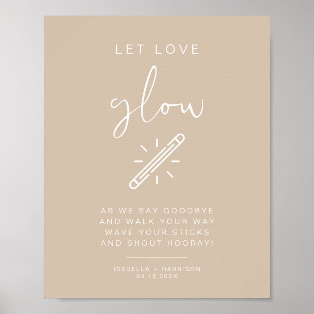 Póster INDIE Boho Beige Let Love Glow Boda Rótulo (Frente)