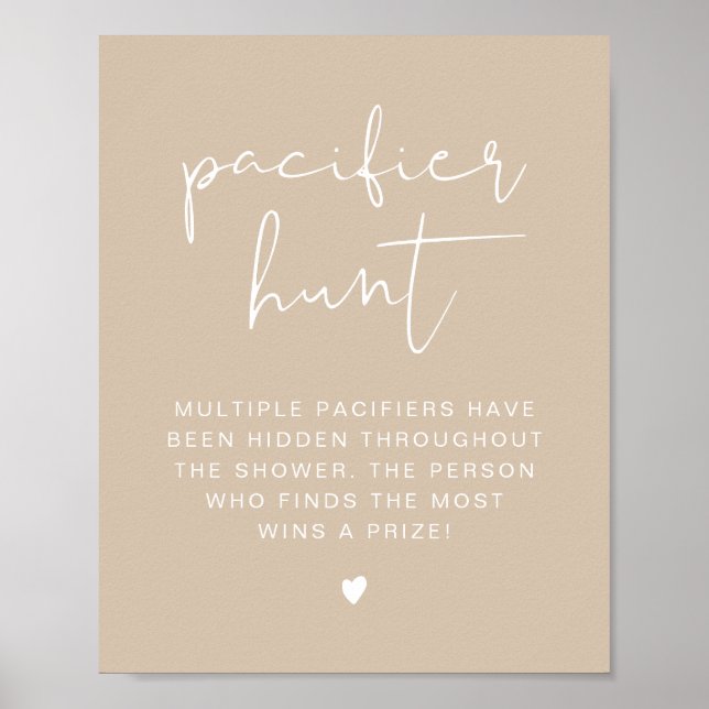 Póster INDIE Boho Beige Pacifier Hunt Baby Shower Game Po (Frente)