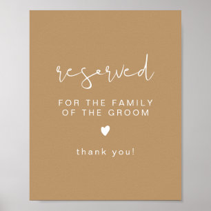 Póster INDIE Boho Beige Reserved for Family of Groom