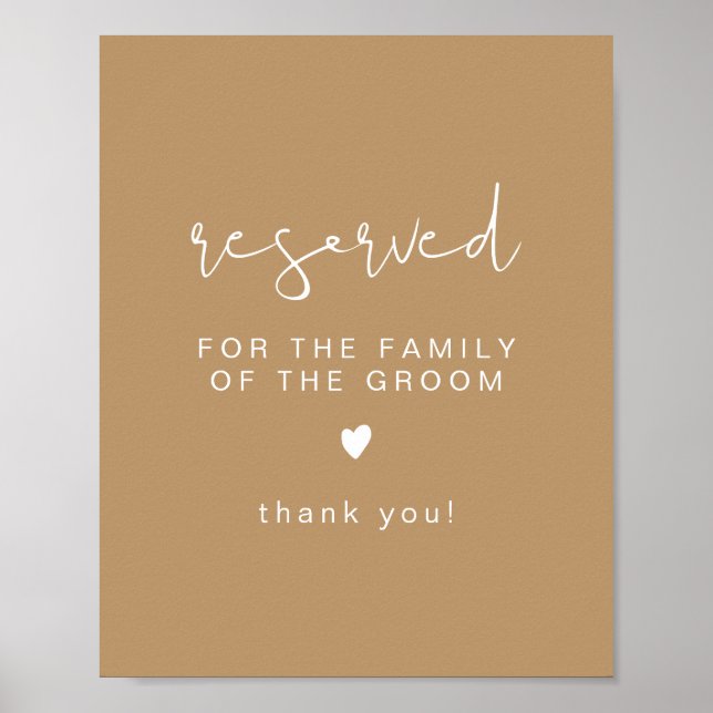 Póster INDIE Boho Beige Reserved for Family of Groom  (Frente)