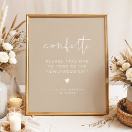 Póster INDIE Boho Earth Toned Beige Confetti Toss Rótulo