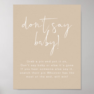 Póster INDIE Boho Earth Tono Beige no dice Rótulo infanti