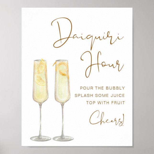 Póster INDIE Boho Naranja Quemada Bridal Daiquiri Hour  (Frente)