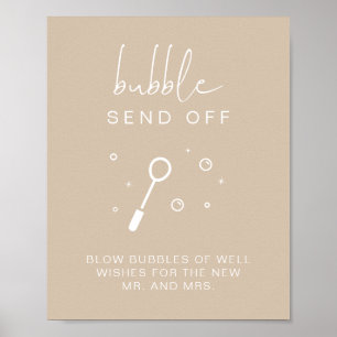 Póster INDIE Burbuja beige bohemia despide Rótulo Boda