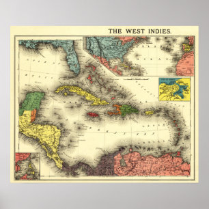 Póster Indies del oeste de IndiesPanoramic MapWest