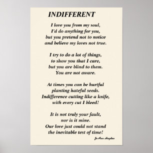 Póster INDIFERENTE Poema Impreso, Cartel de Papel (Mate)