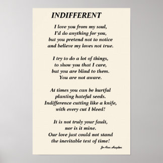 Póster INDIFERENTE Poema Impreso, Cartel de Papel (Mate)