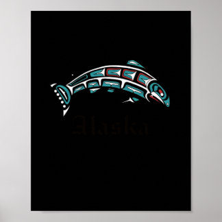 Póster Indígenas nativos de Alaska Salmon
