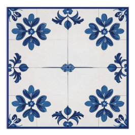 Póster Indigo Azulejo Blue Portuguese Lisbon tiles