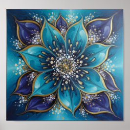 Póster IndigoTealFloralMandala