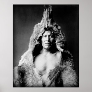 Póster Indio de Arikara, el Belly del oso, piel de oso