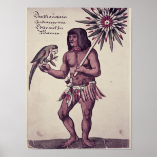 Póster Indio del Amazonas, grabado por Theodore de Bry