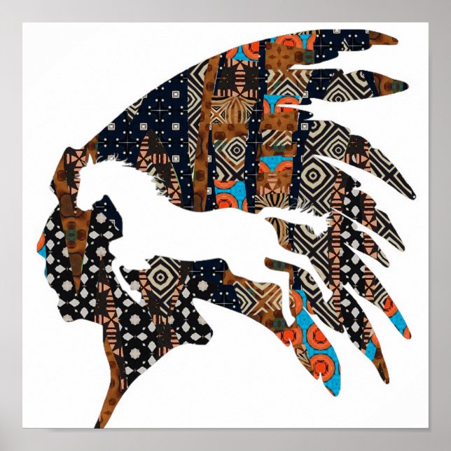 Póster Indio del caballo en marcha (Frente)