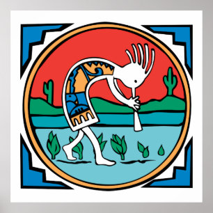 Póster Indio Kokopelli del nativo americano