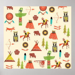 Póster Indios Americanos: Antecedentes Culturales.