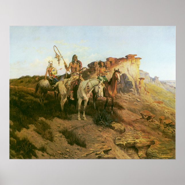 Póster Indios antiguos, Merodeadores de la pradera, Seltz (Frente)
