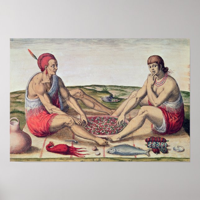 Póster Indios comiendo una comida (Frente)