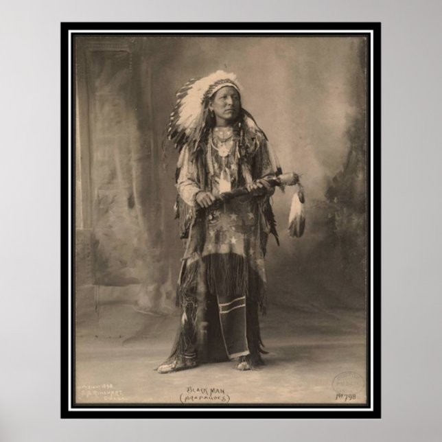 Póster Indios de la época: hombre negro, arapahoes - (Frente)