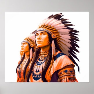 Póster Indios nativos americanos en una pared