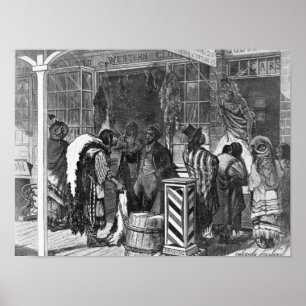 Póster Indios que negocian en una ciudad de la frontera