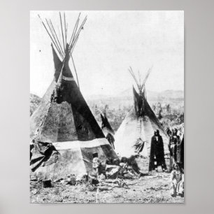 Póster Indios shoshone con tipis