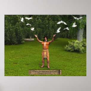 Póster Indios y palomas con proverbio