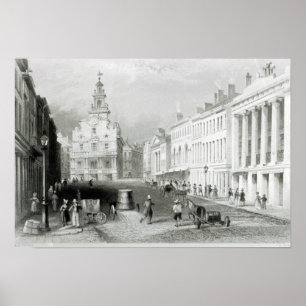 Póster Indique la calle, Boston, grabada por S.Lacey