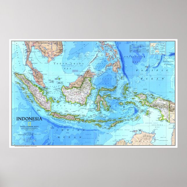 Póster Indonesia: 1996/hoy - Mapa detallado.. (Frente)