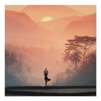 Póster Indonesia Bali Naturaleza Yoga Vintage