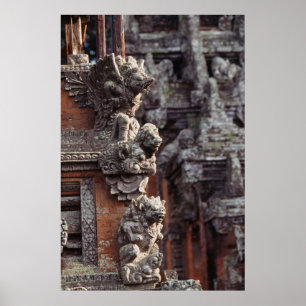 Póster Indonesia, Bali, Ubud, Tallados en piedra de Hindu