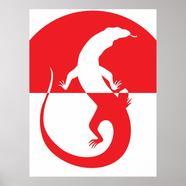 Póster Indonesia Monitor de dragón Komodo Indonesia (Frente)