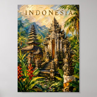 Póster Indonesia: Sunny Tropical Bali Temple Art Souvenir