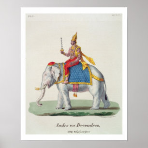 Póster INDRA o Devendra, del "francaise de L'Inde…",
