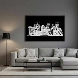 Póster Industrial Metallurgical Combine Silhouette