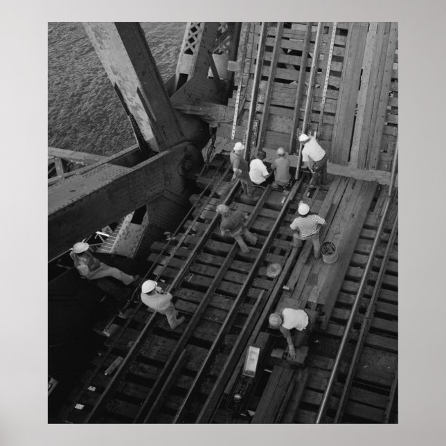 Póster Industrial Photo - Railroad Bridge Workers (Frente)
