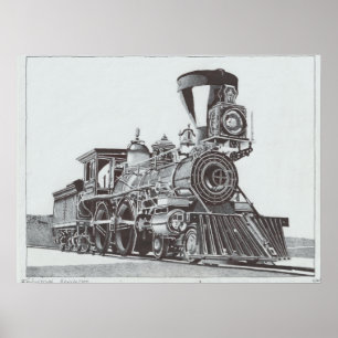 Póster "Industrial Revolution" Ink drawing of Locomotive