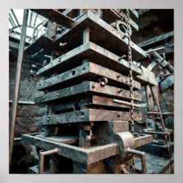 Póster Industrial Sculpture: Layered Perspective of Clock