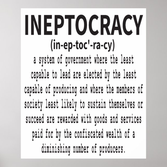 Póster Ineptocracy Definition - Funny Political Saying  (Frente)