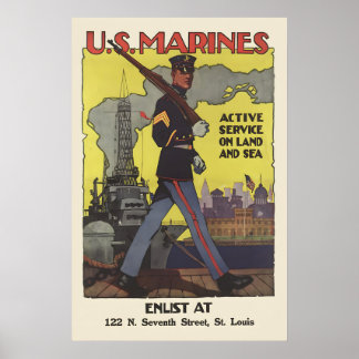 Póster Infantería de Marina de EE. UU. Servicio Activo Ti