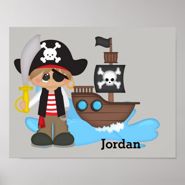 Póster infantil de niño pirata adorable (Frente)