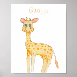 Póster INFANTIL JIRAFA acuarela para niños niños