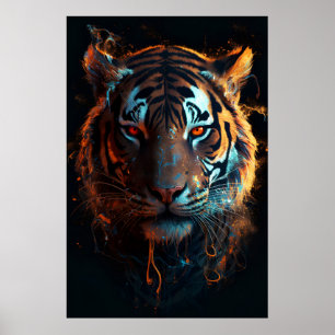Póster Inferno Gaze: Tigre feroz con ojos feroces