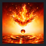 Póster Inferno Liquid Flame Splash<br><div class="desc">Witness the impossible fusion of fire and water in this high-velocity "Liquid Alchemy" masterpiece. A roaring crown of flames erupts from a crystalline splash, suspended above deep orange and gold ripples. With hyper-realistic detail in every spark and droplet, this surreal work of art brings a powerful, high-energy atmosphere to any...</div>
