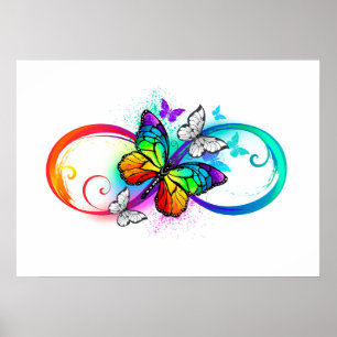 Póster Infinidad brillante con la mariposa arcoiris