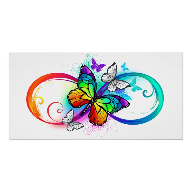 Póster Infinidad brillante con la mariposa arcoiris (Anverso)