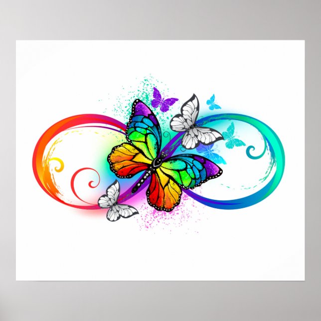 Póster Infinidad brillante con la mariposa arcoiris (Frente)