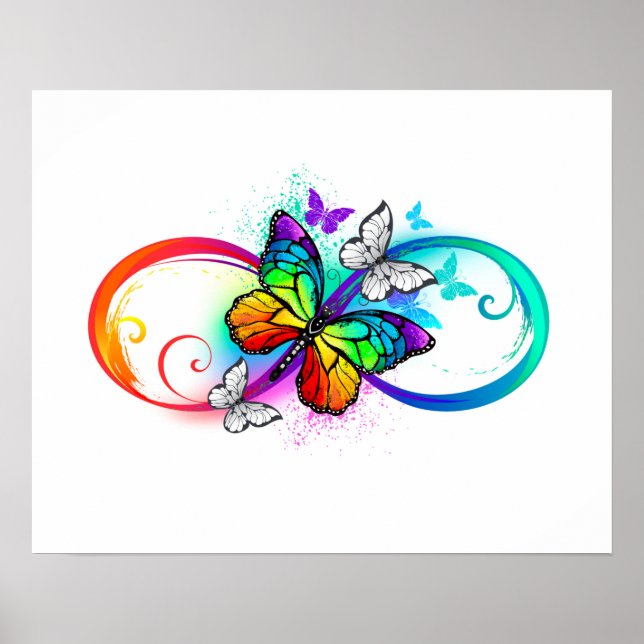 Póster Infinidad brillante con la mariposa arcoiris (Frente)