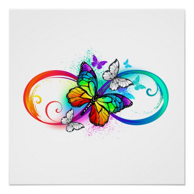 Póster Infinidad brillante con la mariposa arcoiris (Anverso)